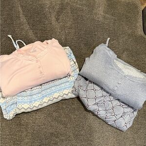 Nautica 2 piece pajama sets wide leg soft drawstring Henley top Bundle